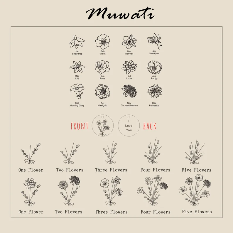 Lovecriana Dainty Birth flowers ring for women