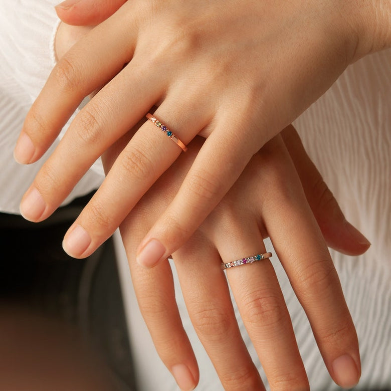 Lovecriana Birthstone Ring for Mom - Custom Family Birthstone Ring