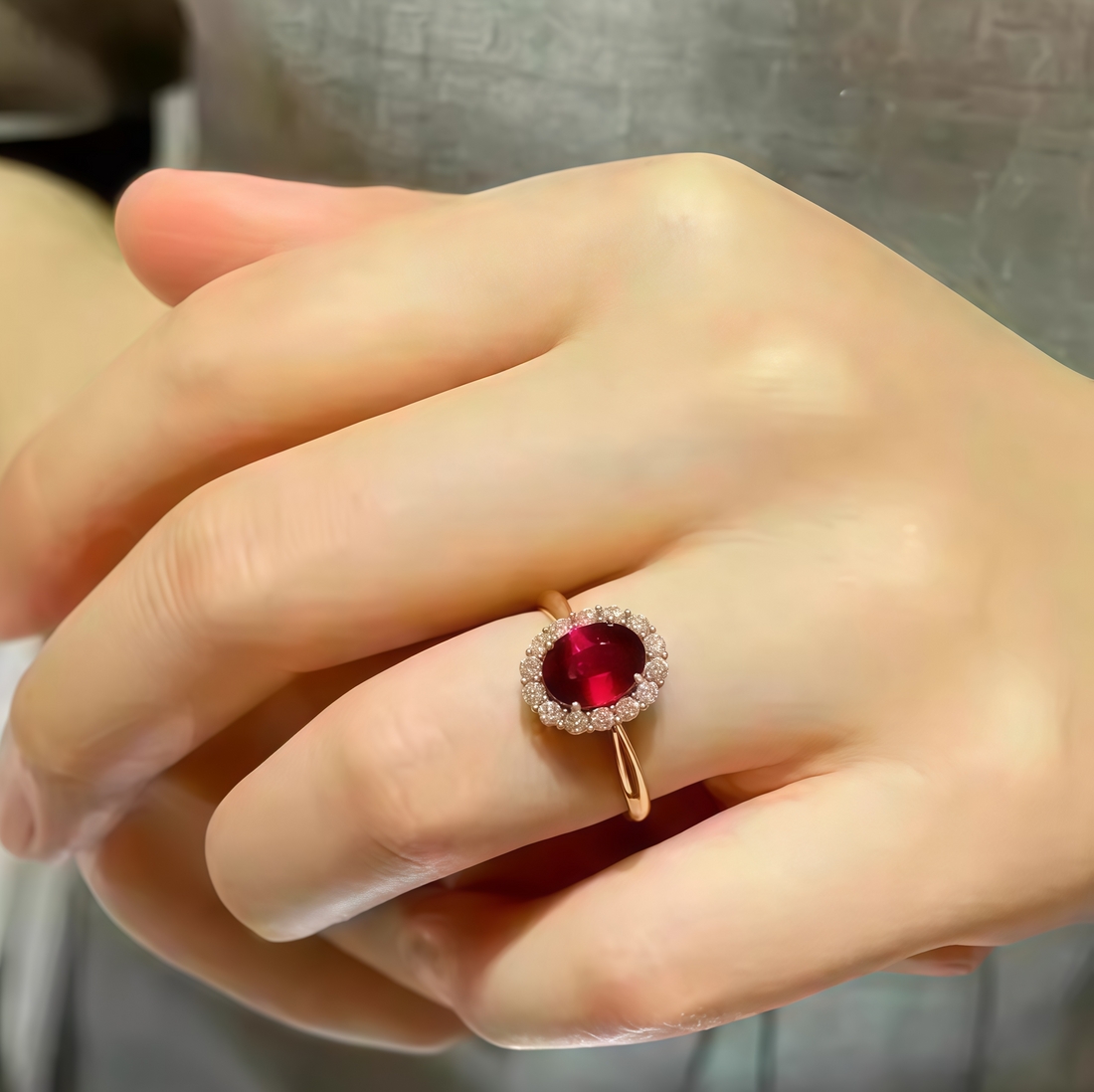 Luxurious Ruby Halo Ring