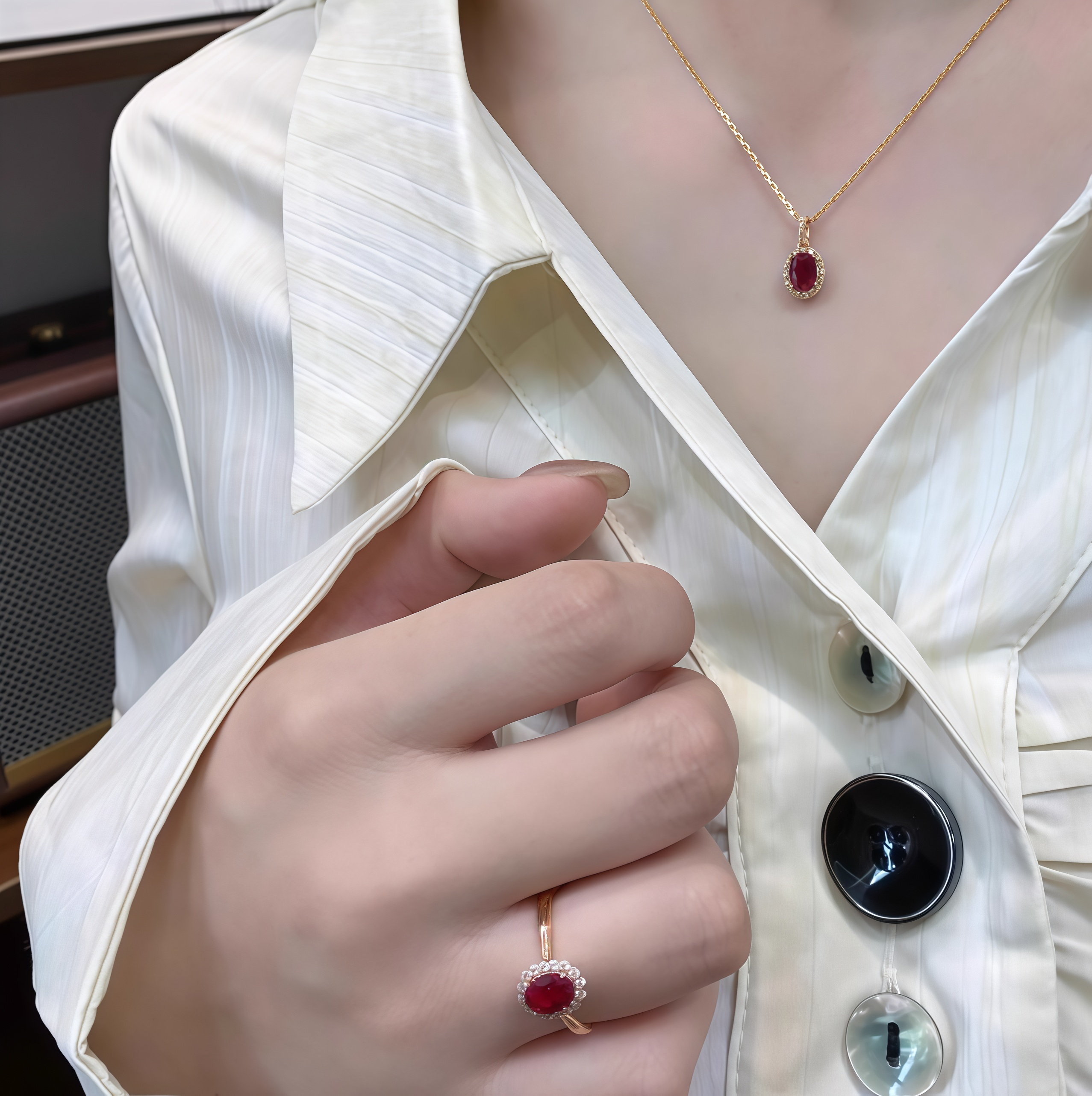 Luxurious Ruby Halo Ring