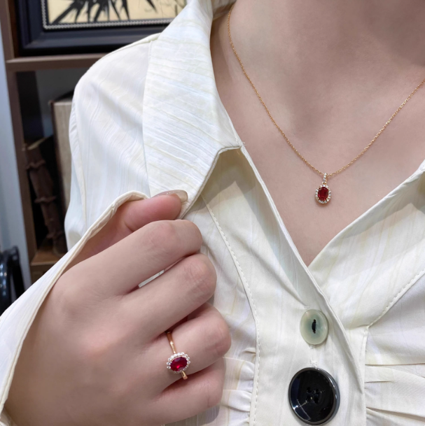 Luxurious Ruby Halo Ring