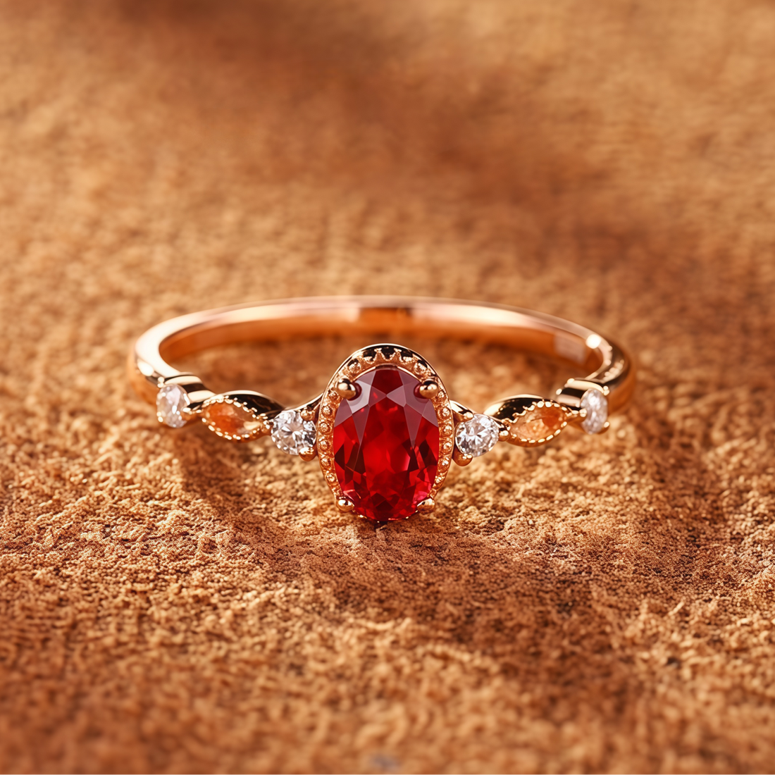 Rose Flame Ruby Ring