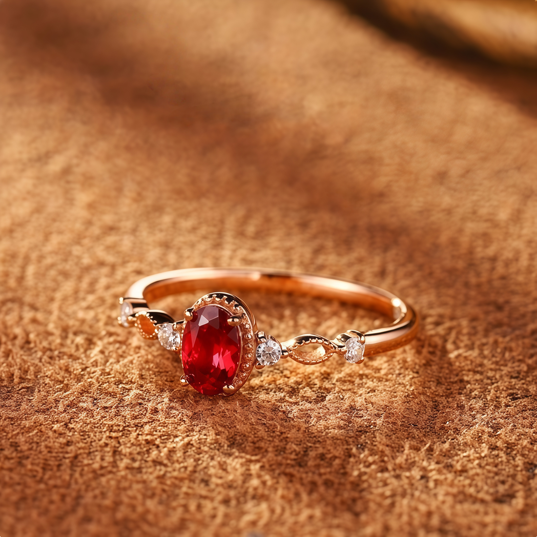 Rose Flame Ruby Ring