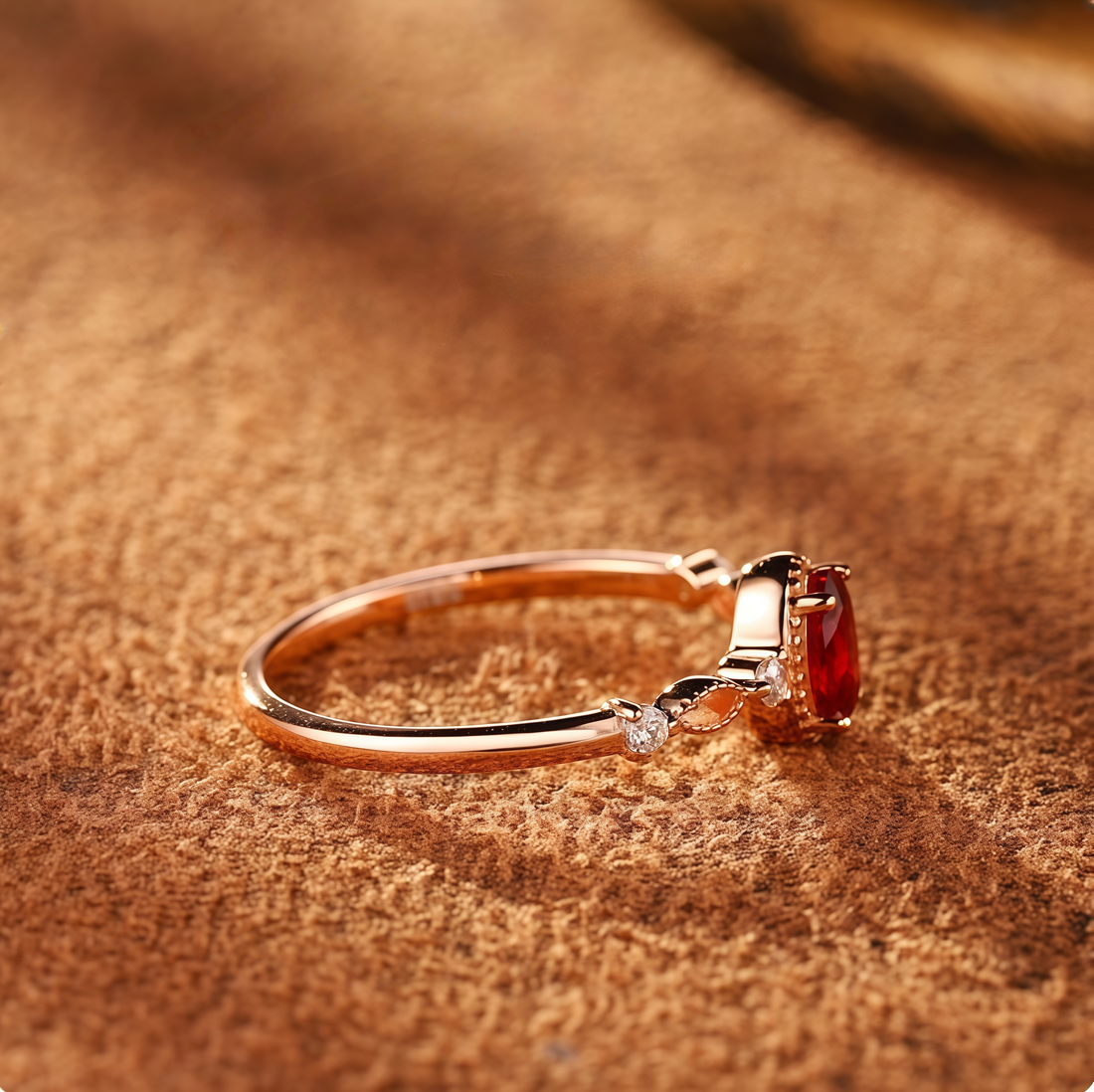 Rose Flame Ruby Ring