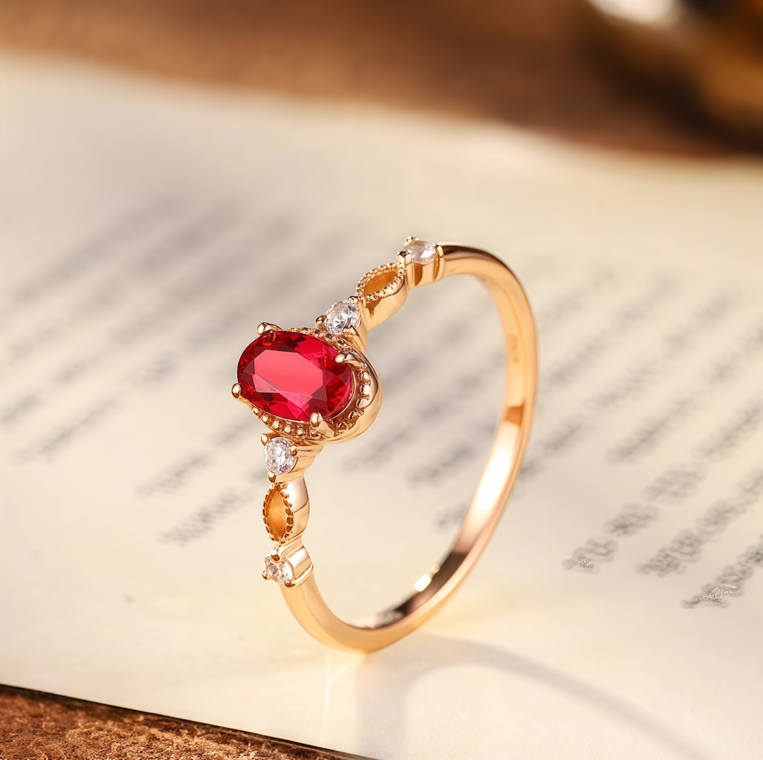 Rose Flame Ruby Ring