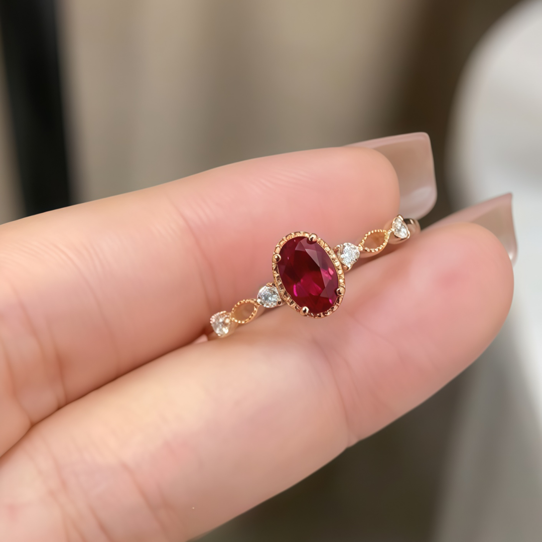 Rose Flame Ruby Ring