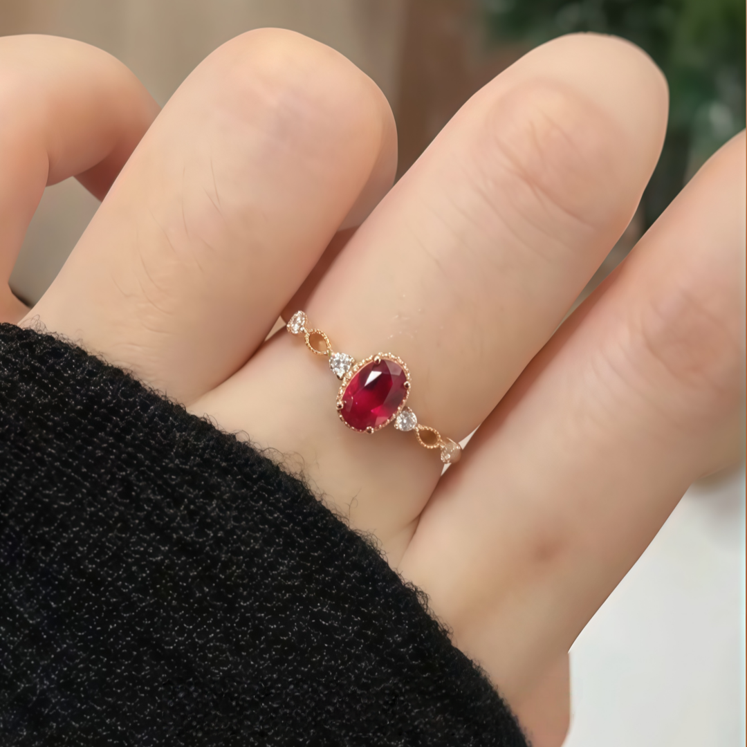 Rose Flame Ruby Ring