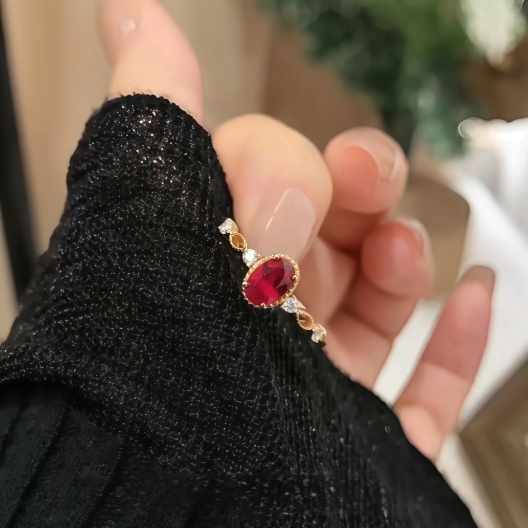 Rose Flame Ruby Ring