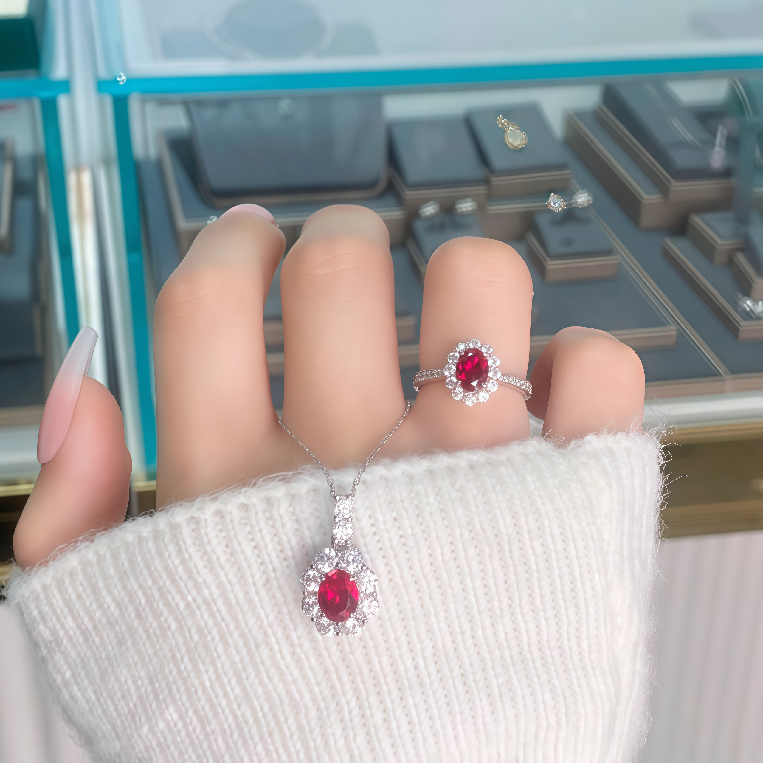 Royal Crimson Halo Ring