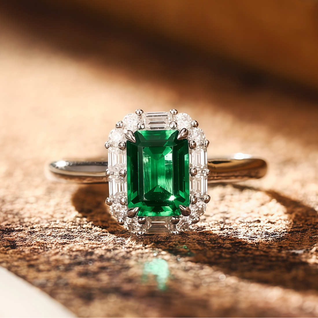 Emerald Halo Ring