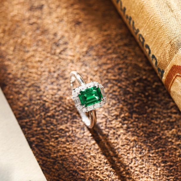 Emerald Halo Ring