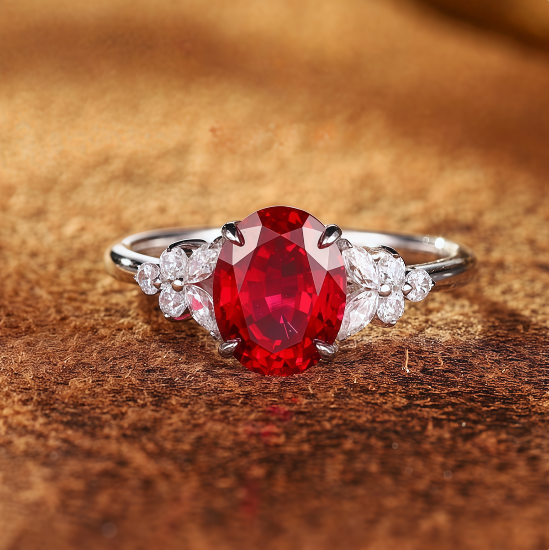 Petal Oval Ruby Ring