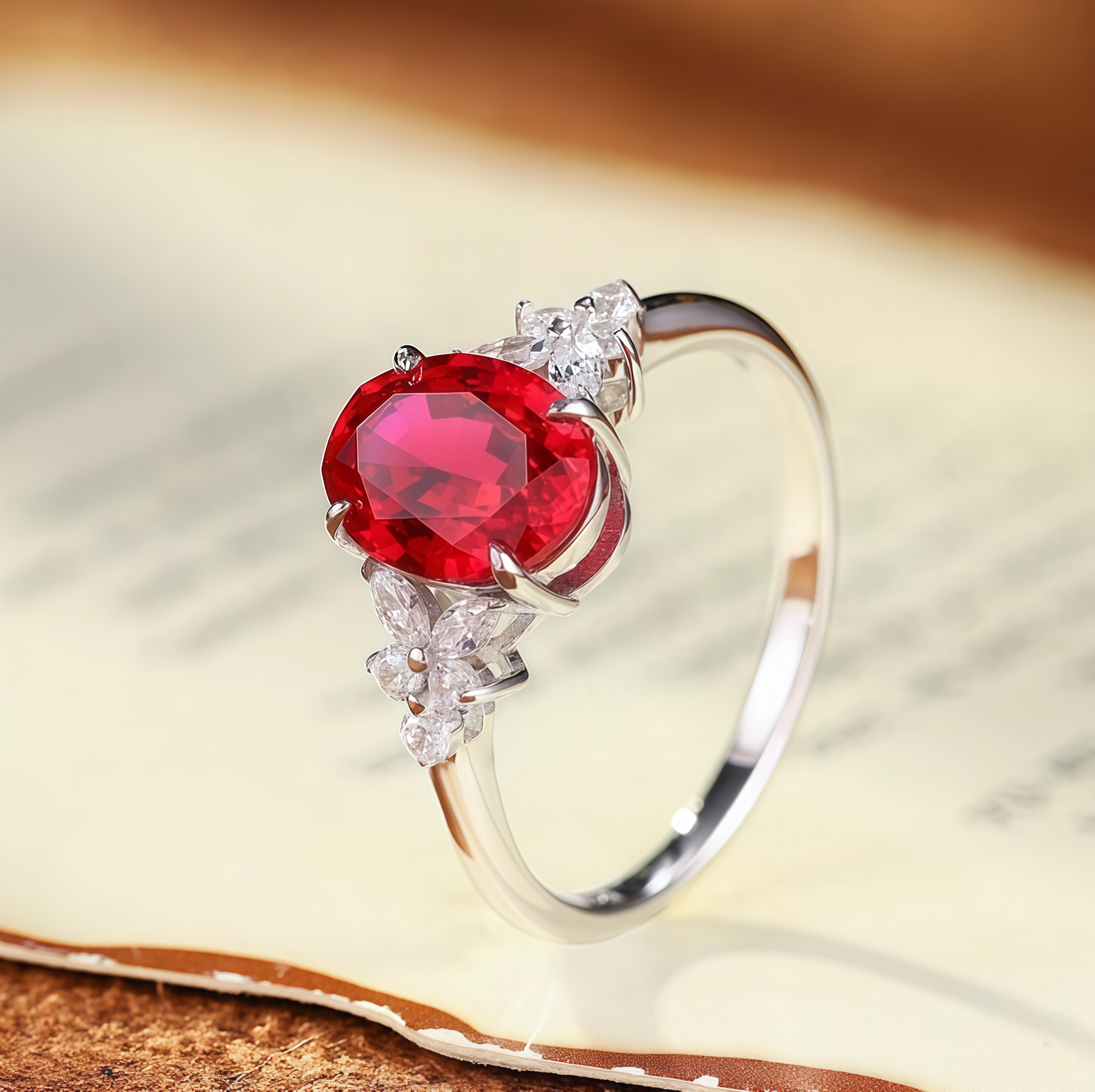 Petal Oval Ruby Ring