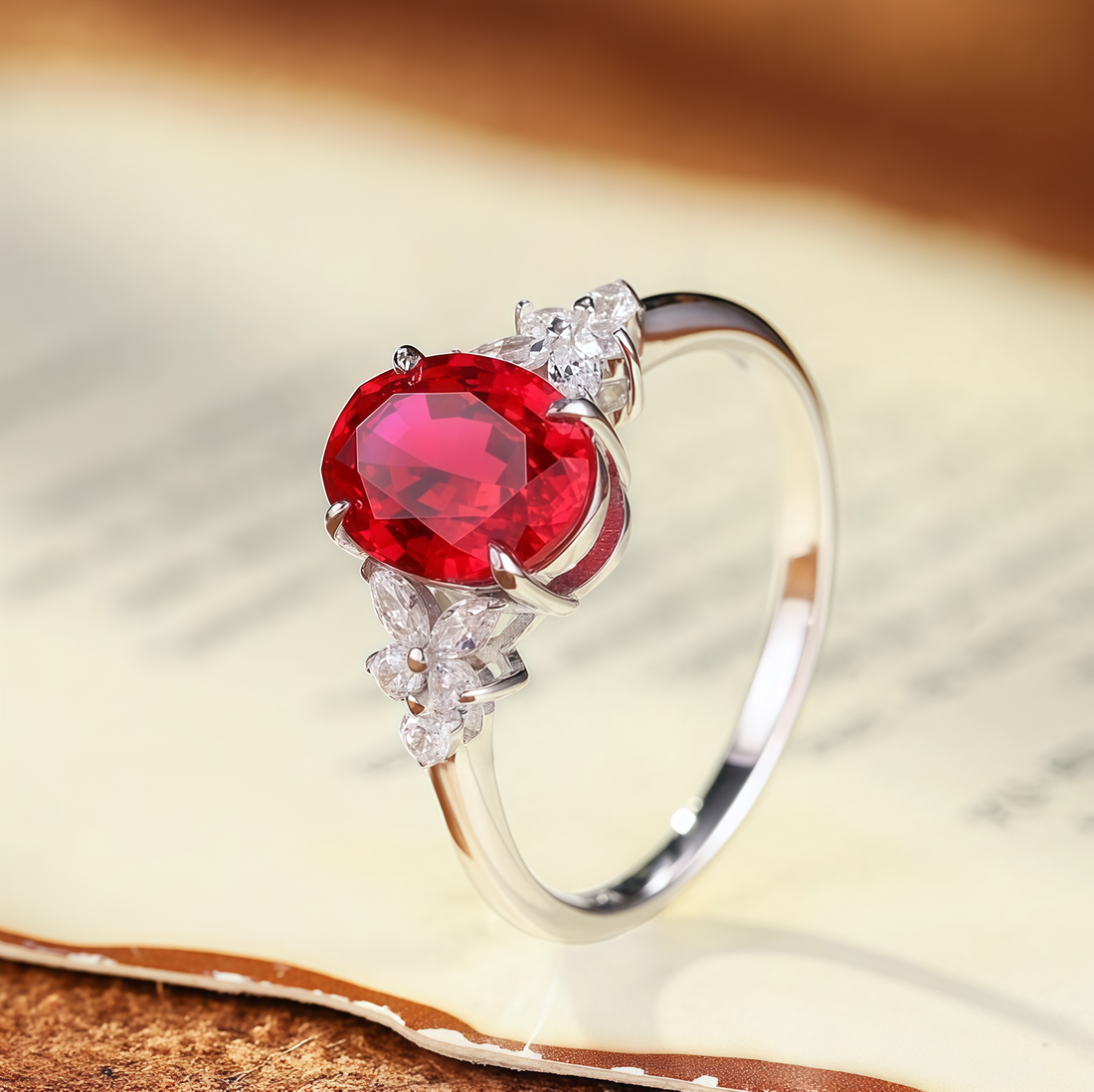 Petal Oval Ruby Ring