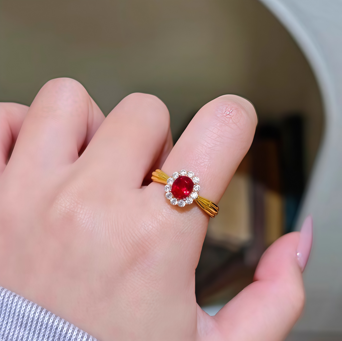 Royal Halo Ruby Ring