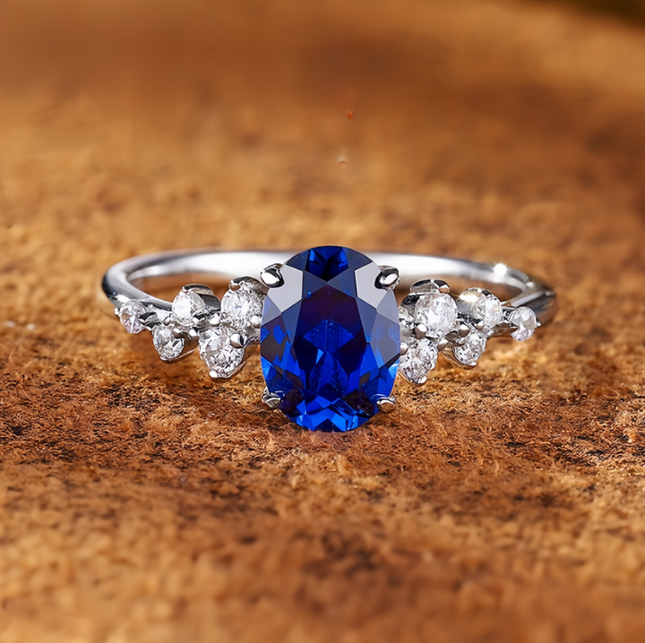 Starlight Blue Sapphire Floral Cluster Ring