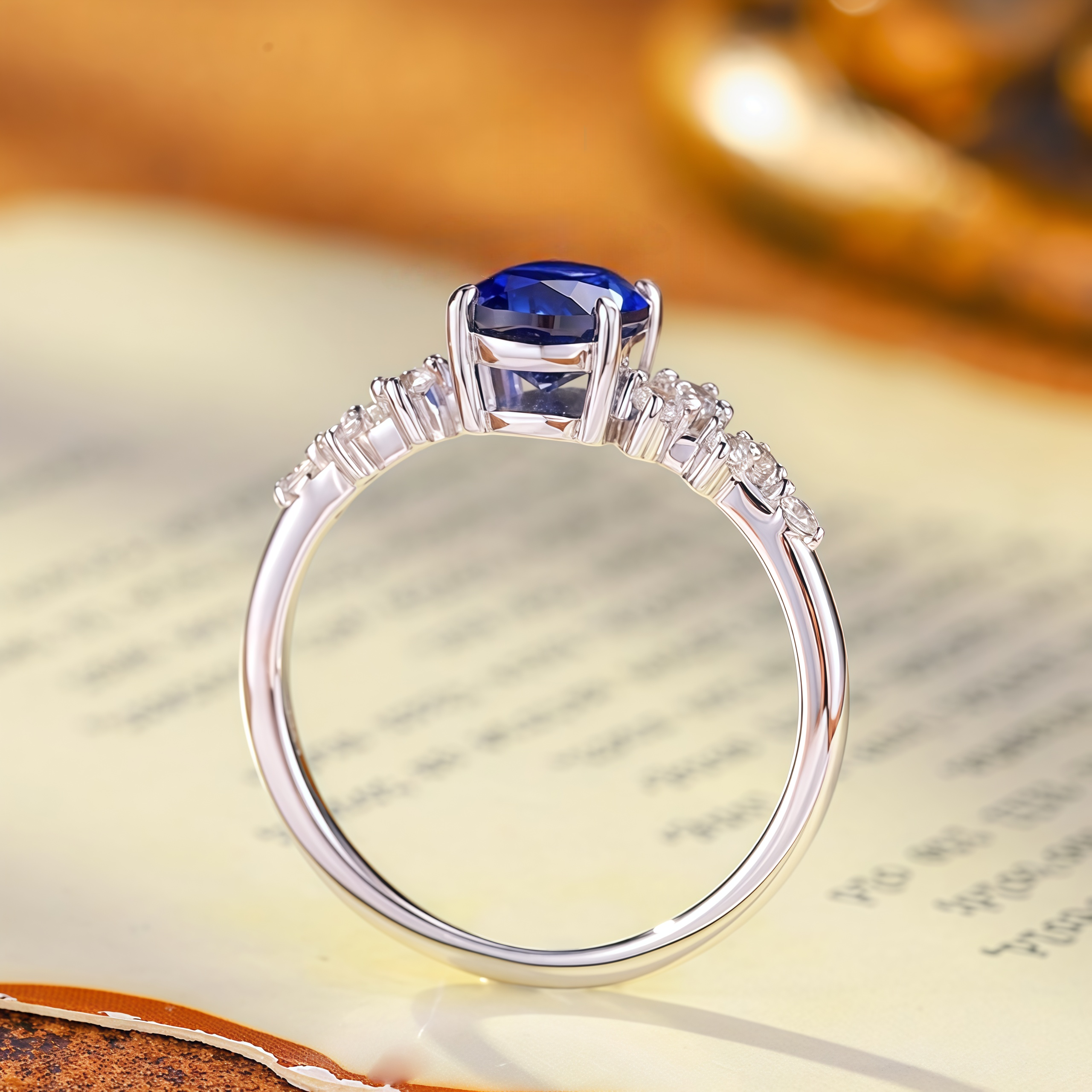 Starlight Blue Sapphire Floral Cluster Ring