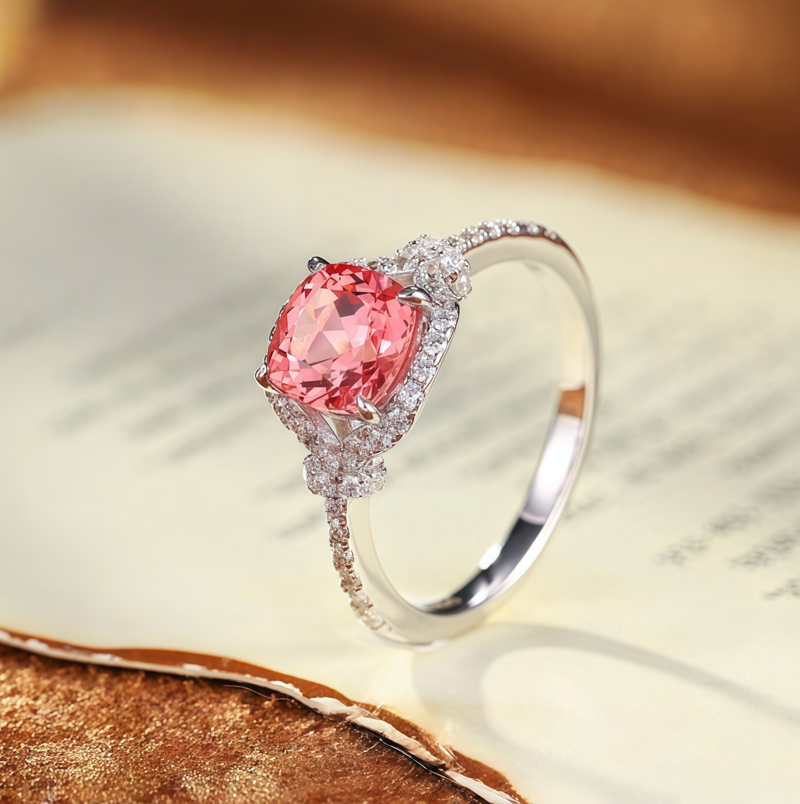 Cushion Cut Pink Radiance Ring