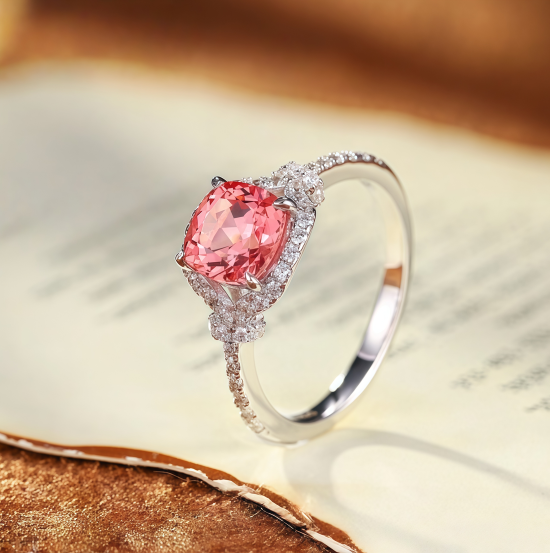 Cushion Cut Pink Radiance Ring