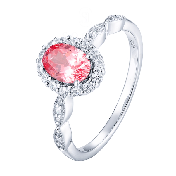 Morning Blush Oval Halo Ring