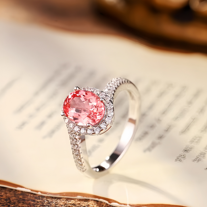 Twined Halo Peach Oval Ring