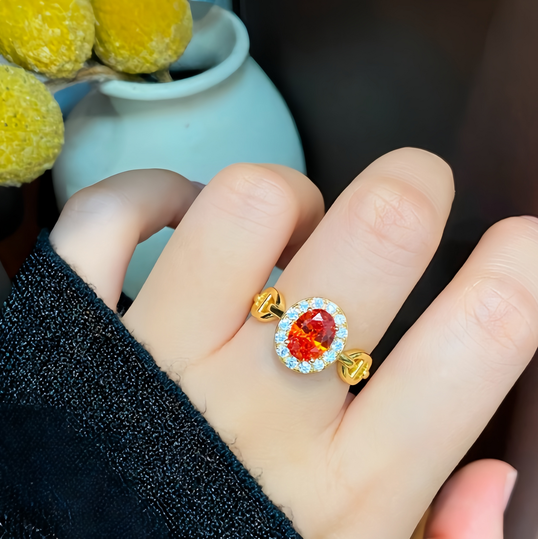 Emerald cut sapphire ring