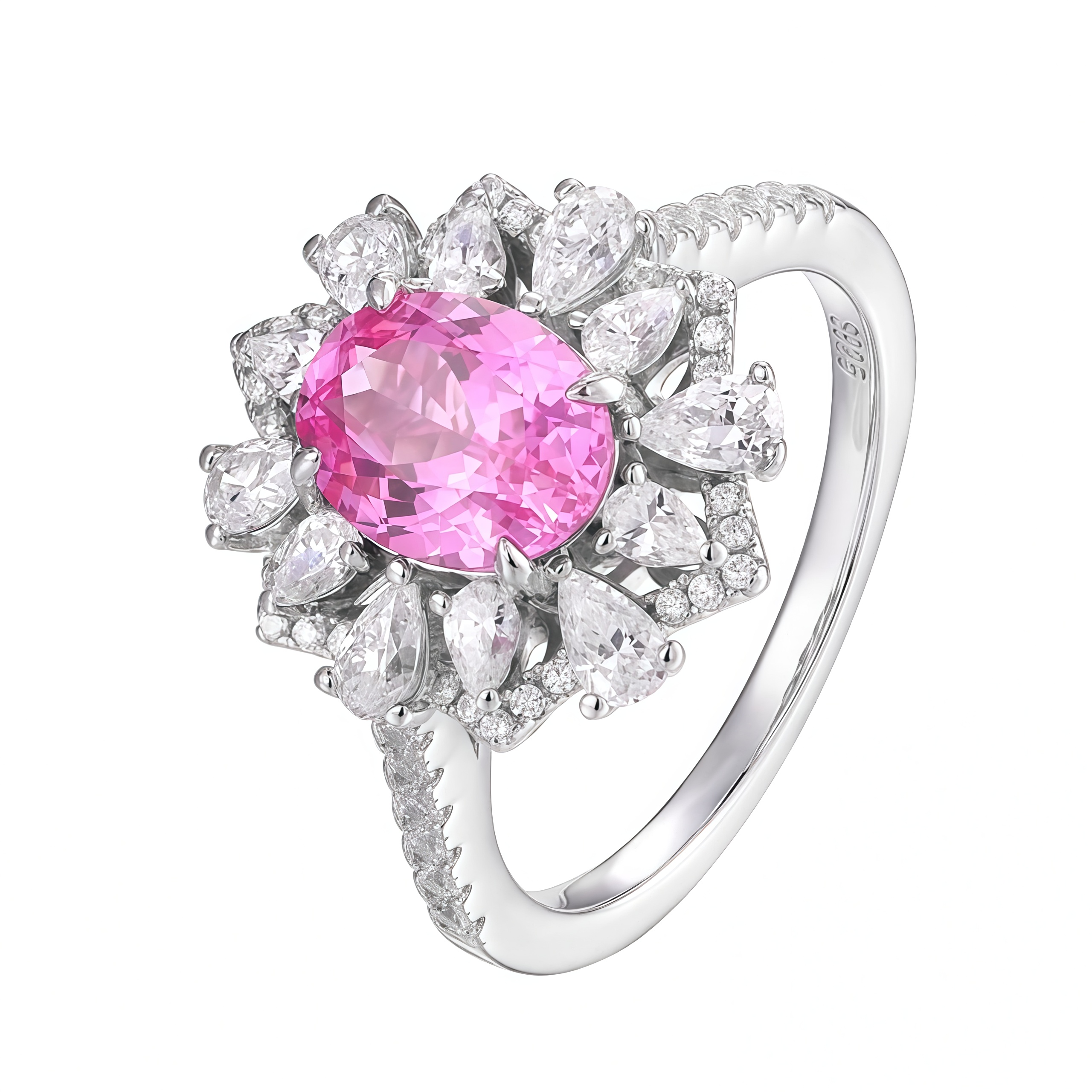 Luxury Pink Crown Flower Cluster Ring
