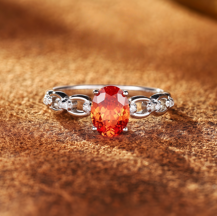 Orange Synthetic Vintage Chain link ring