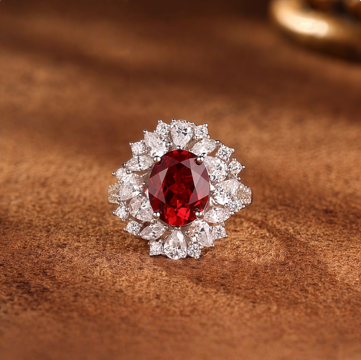 Crimson Halo Crown Ring