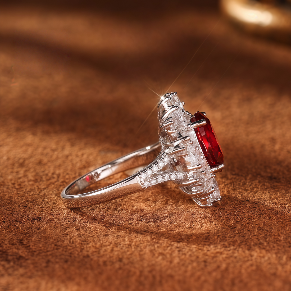 Crimson Halo Crown Ring