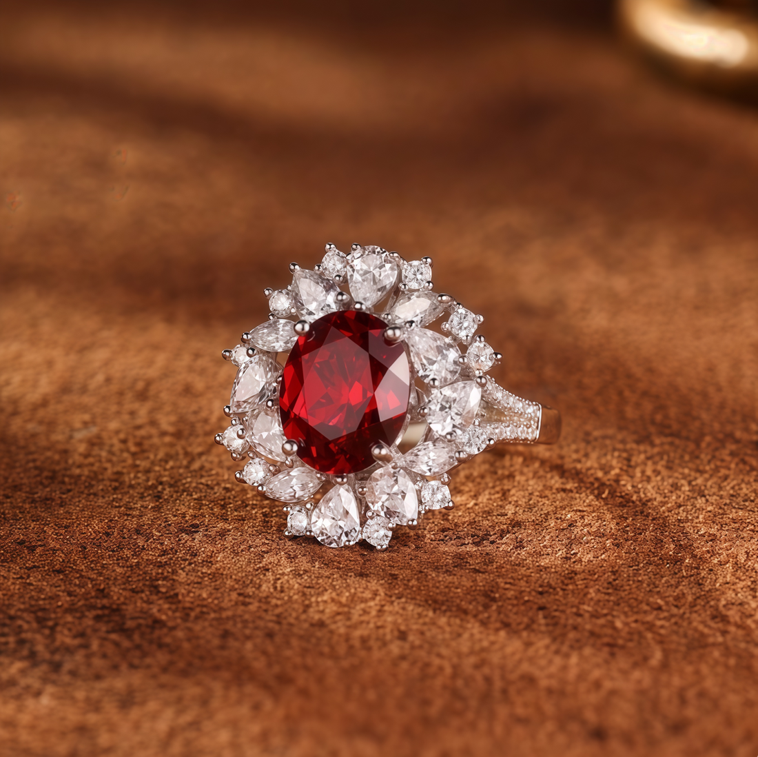 Crimson Halo Crown Ring