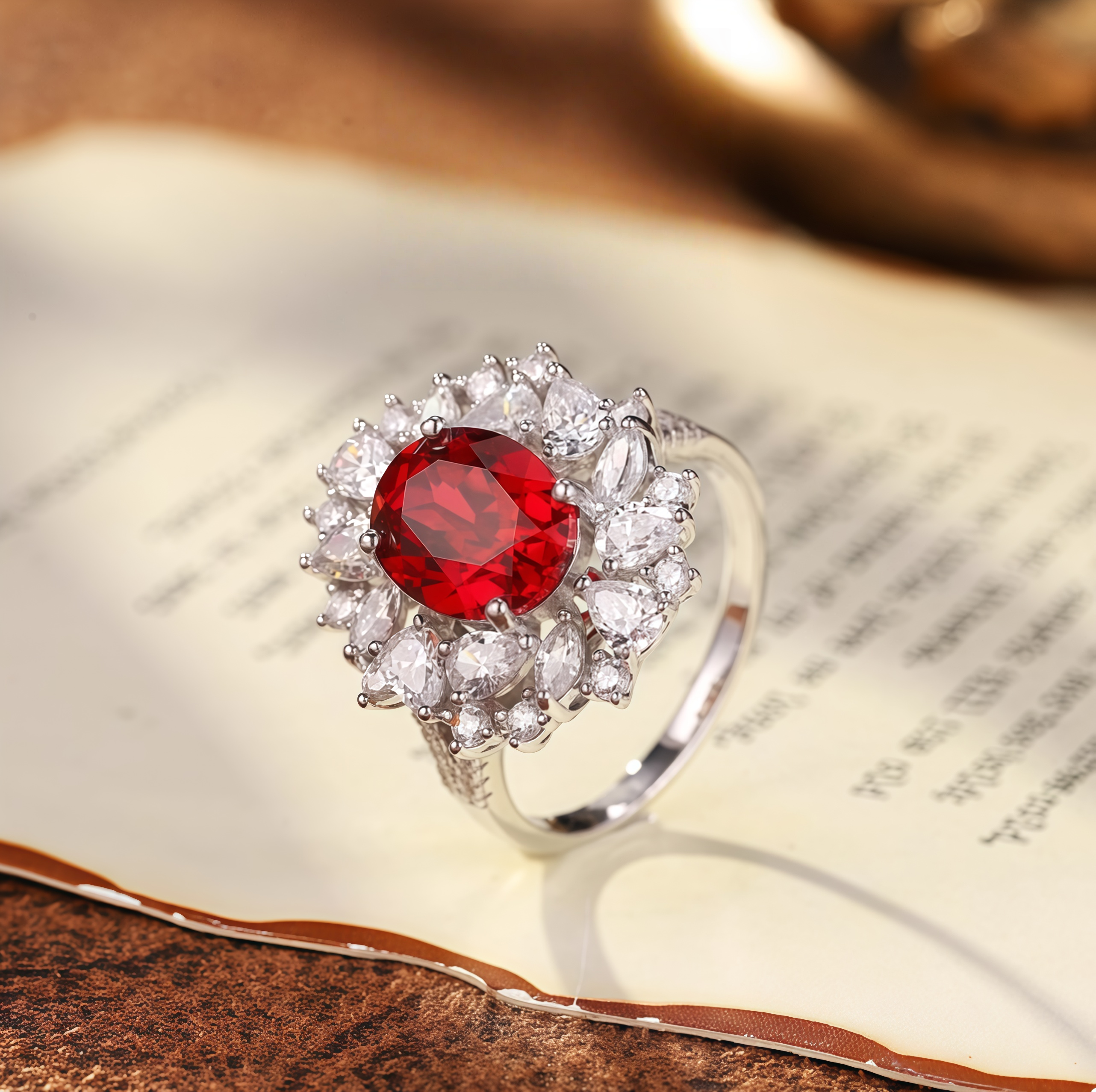 Crimson Halo Crown Ring