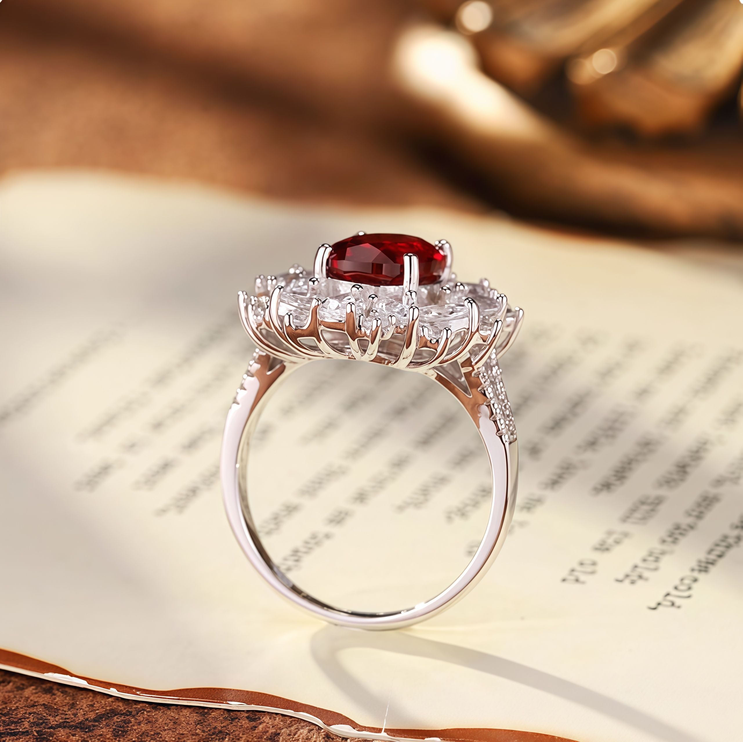 Crimson Halo Crown Ring