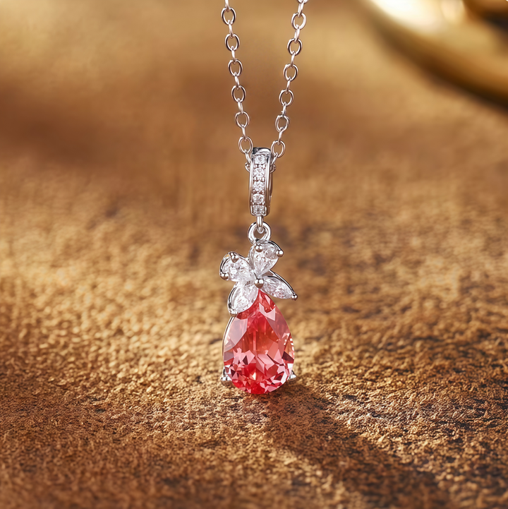 Sakura Whisper Pear Pink Bow Necklace