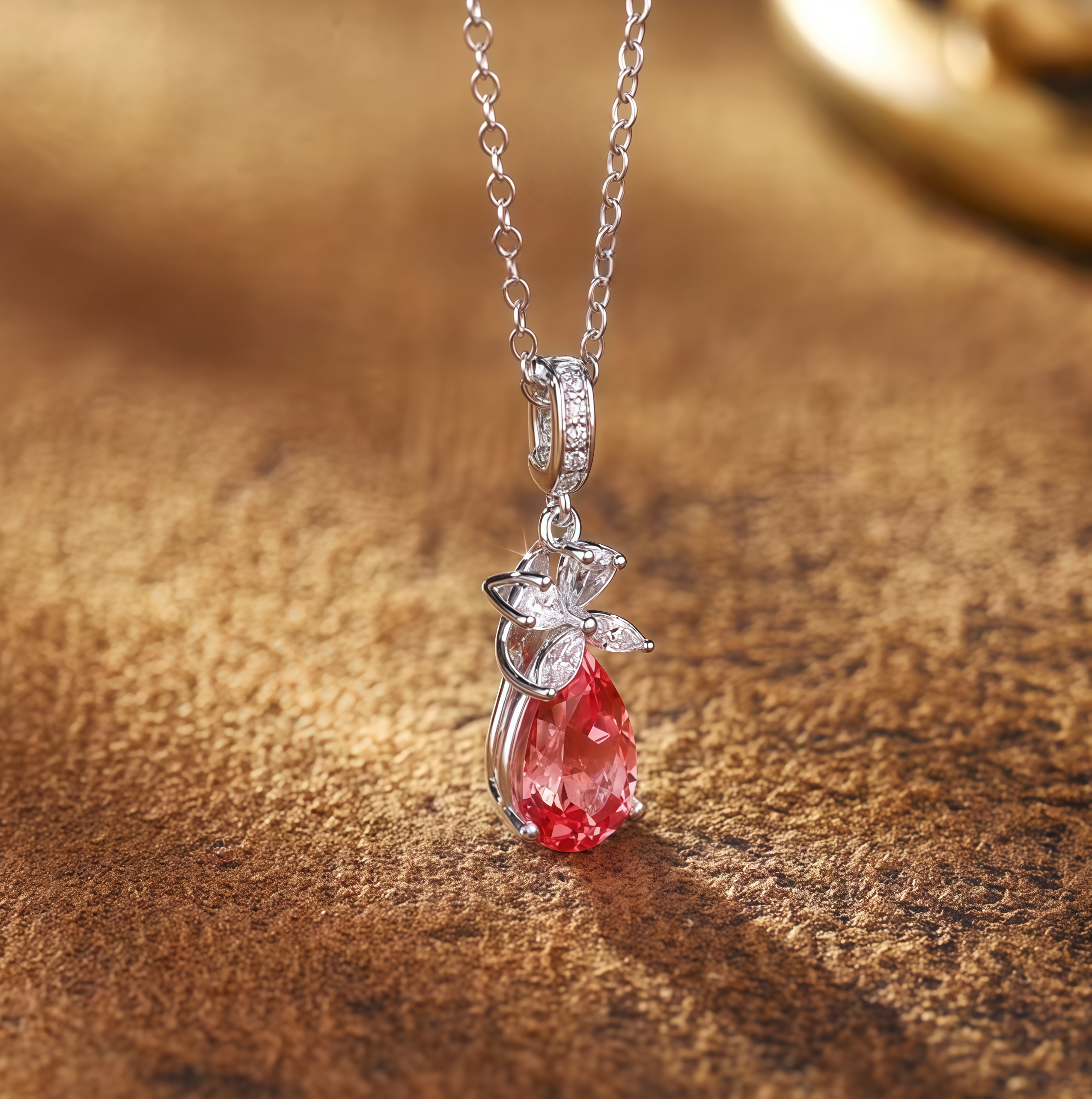 Sakura Whisper Pear Pink Bow Necklace