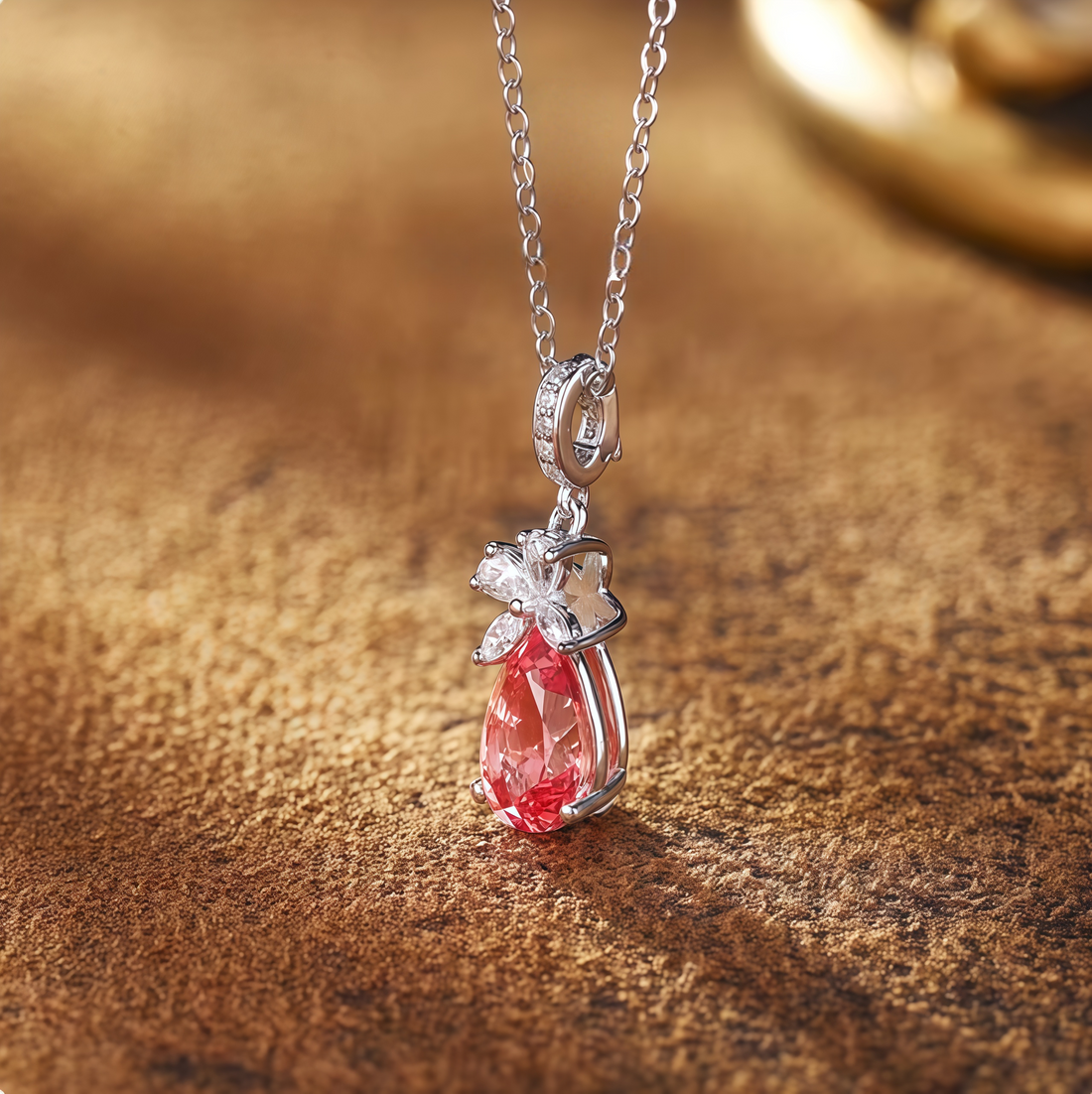 Sakura Whisper Pear Pink Bow Necklace