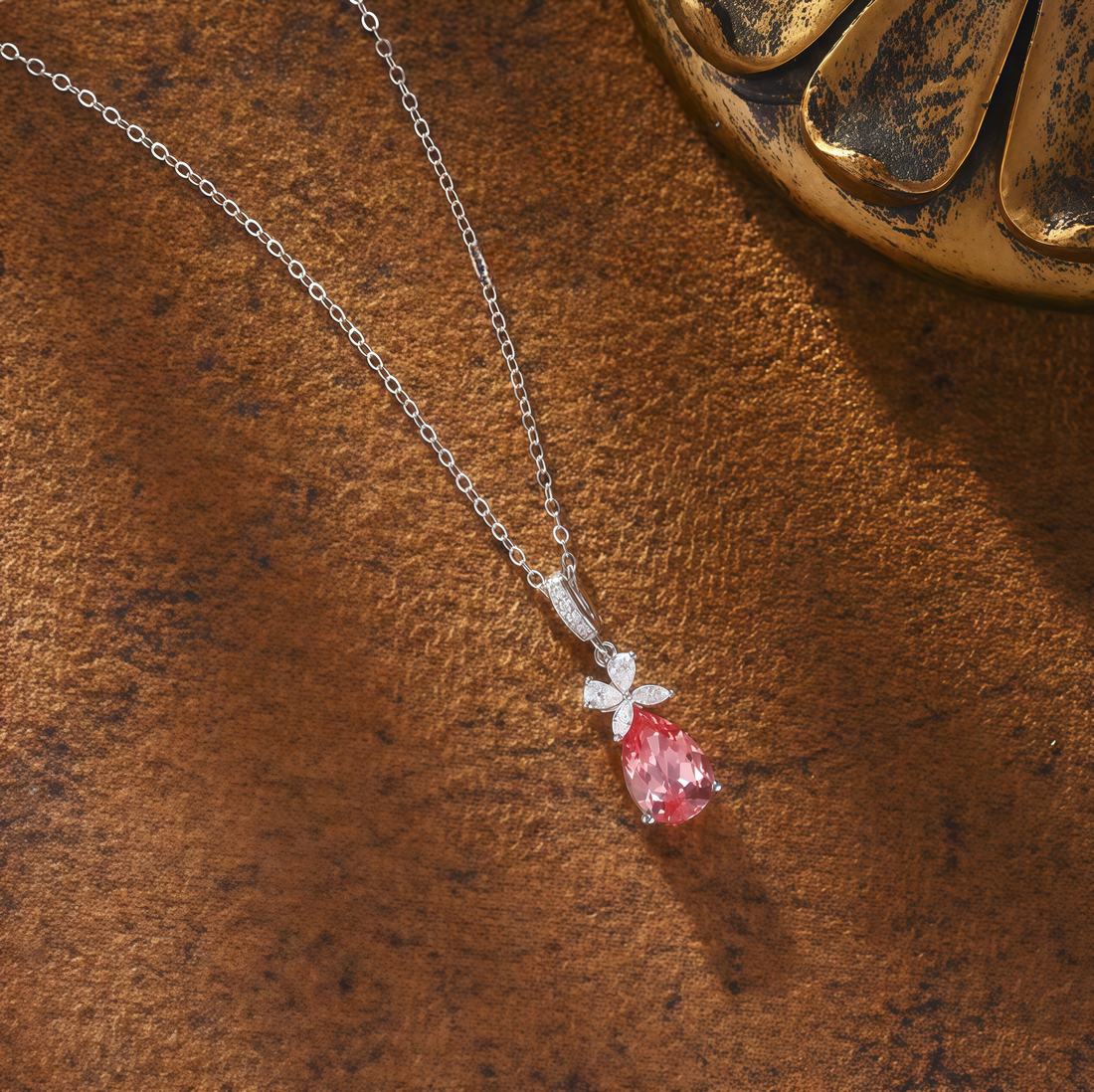 Sakura Whisper Pear Pink Bow Necklace