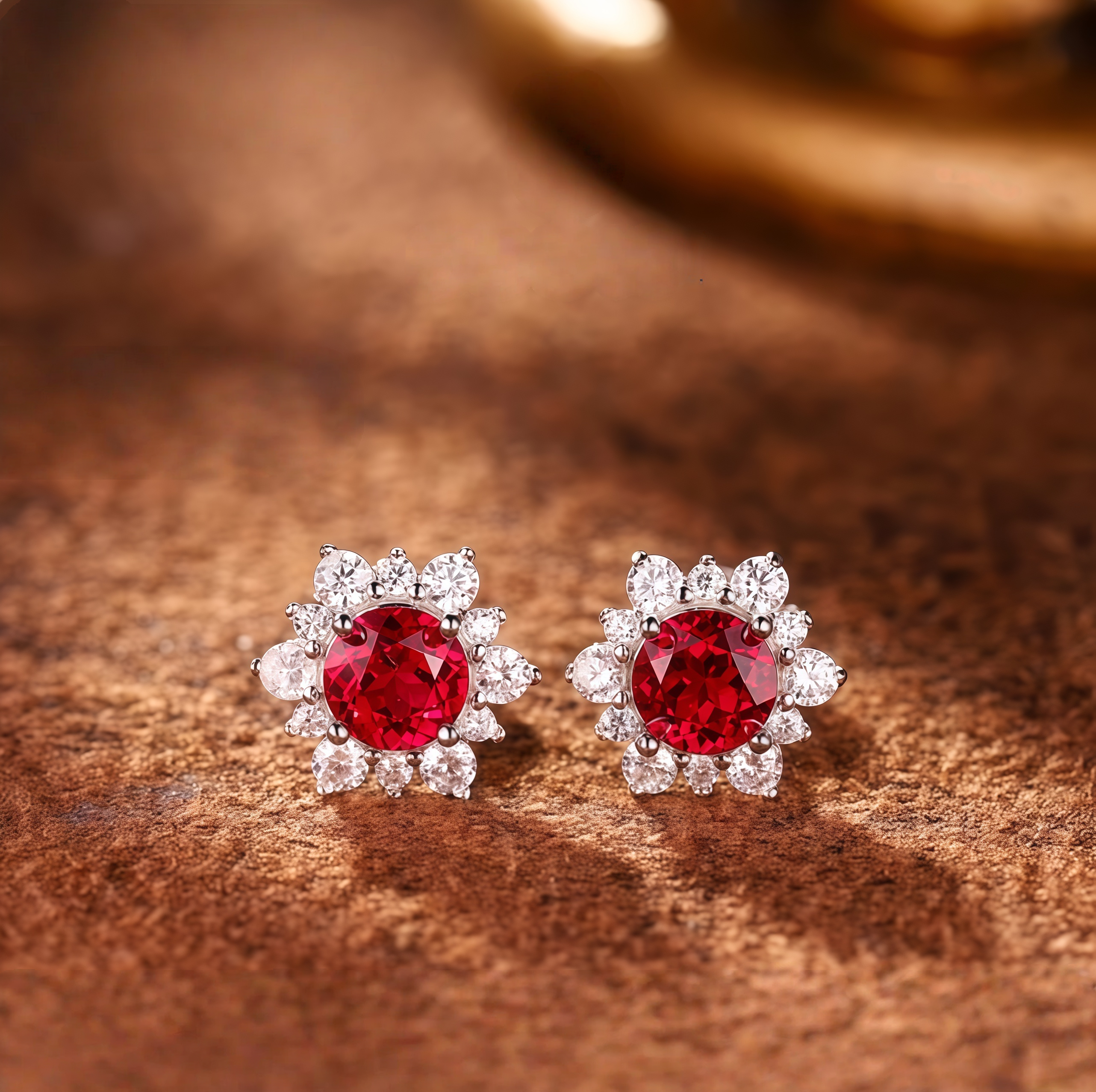 Petal-shaped halo earrings