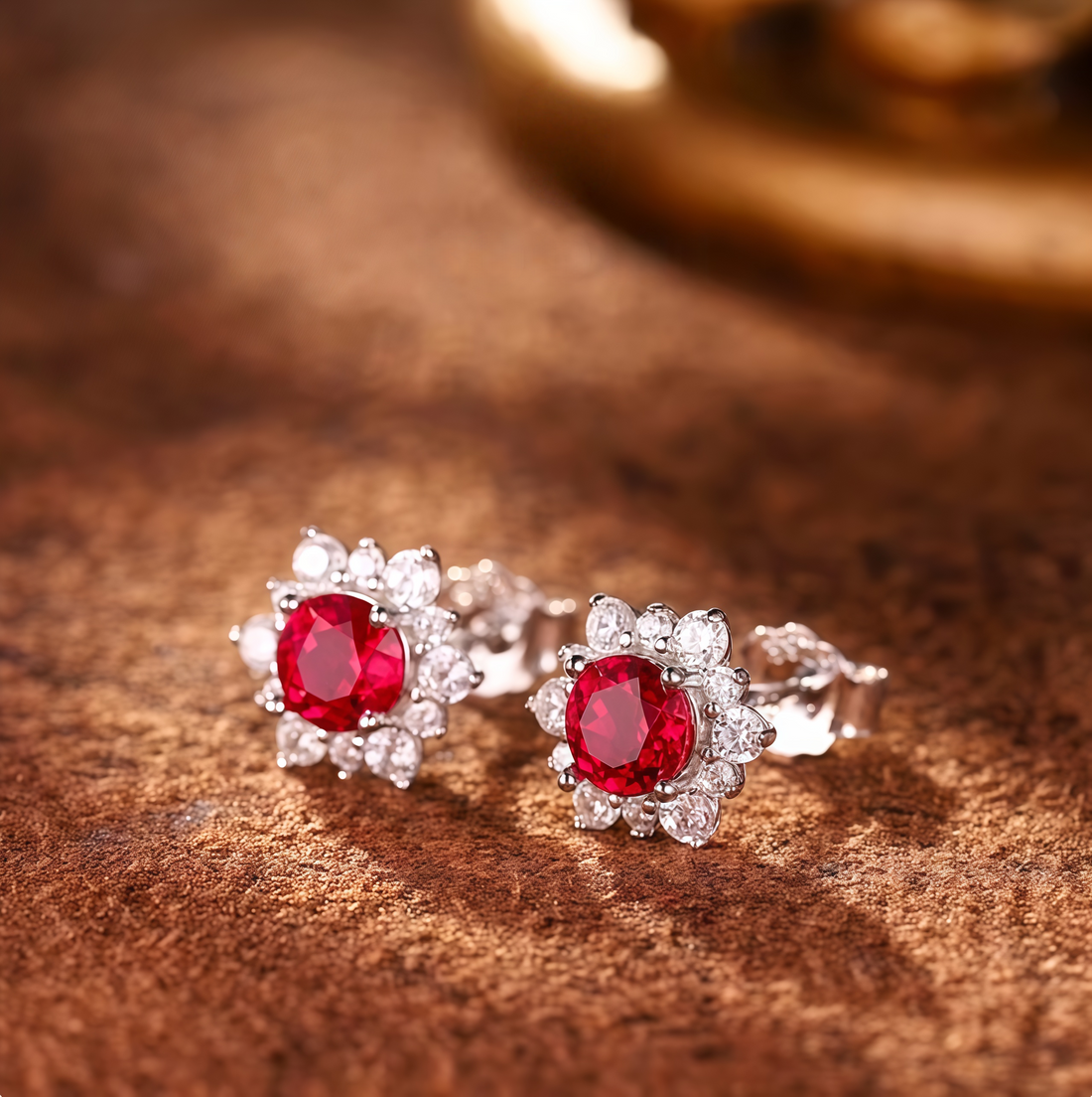 Petal-shaped halo earrings