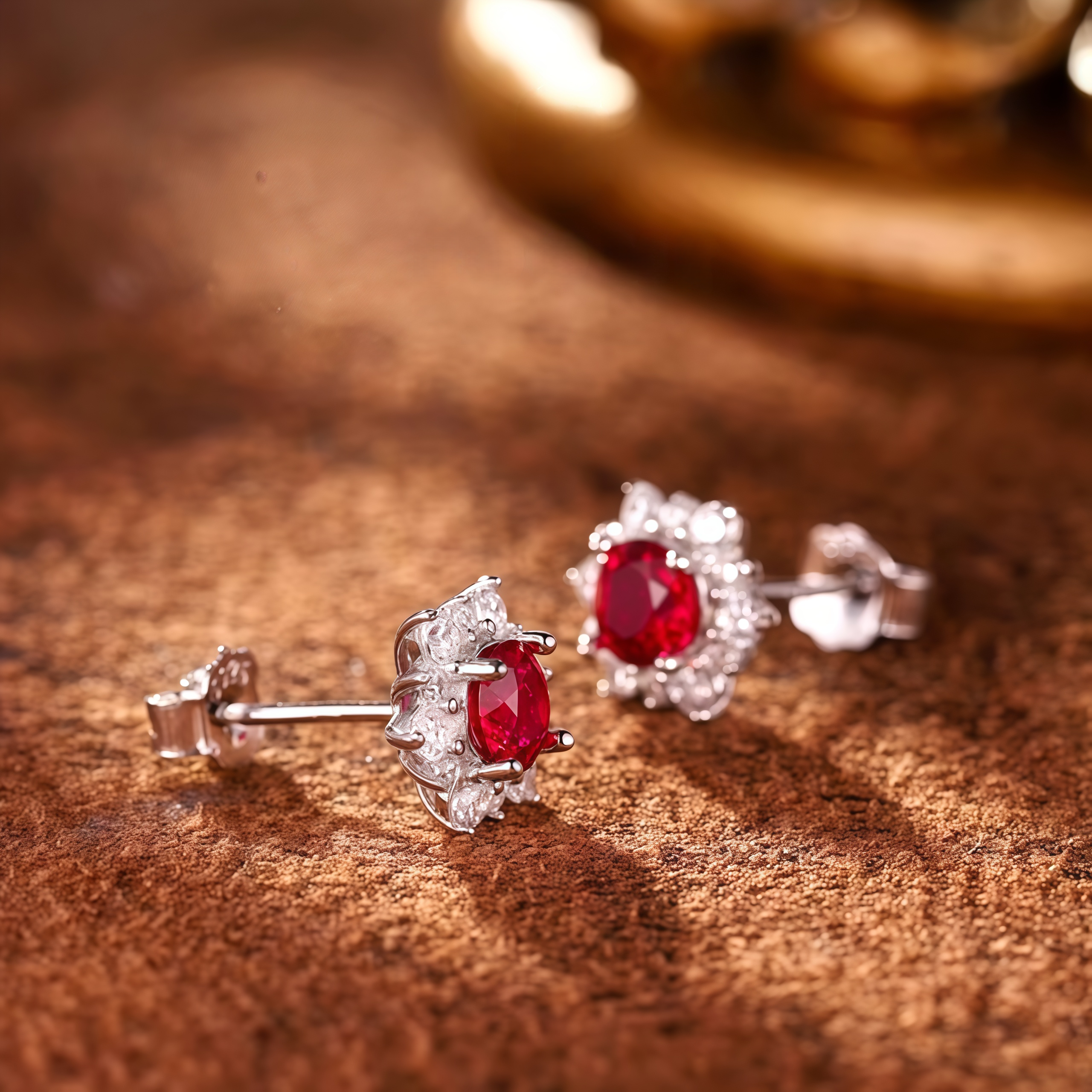 Petal-shaped halo earrings