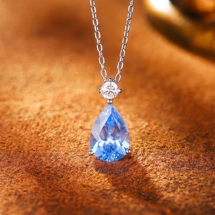 Sea Crystal Tear Pear Pendant Necklace