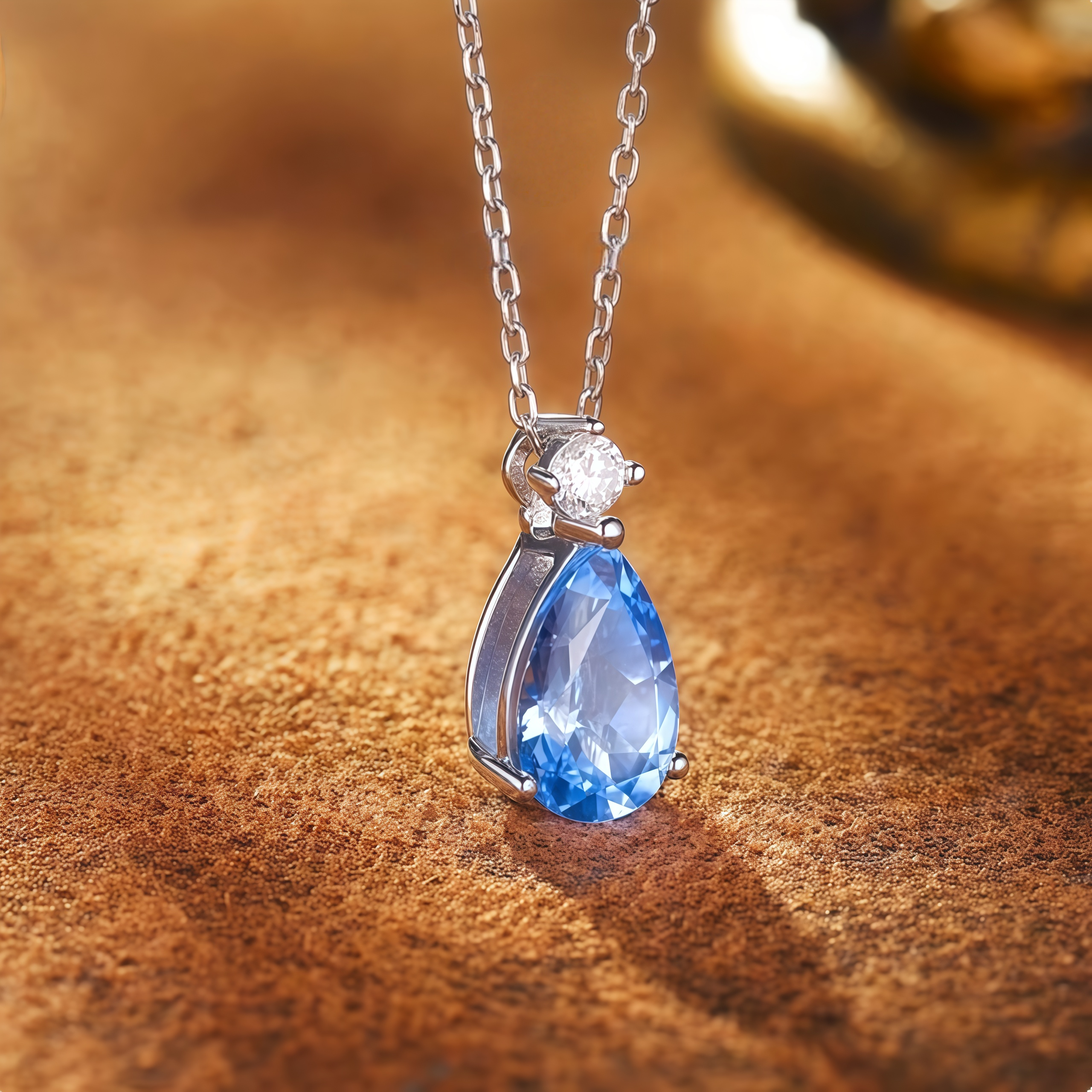 Sea Crystal Tear Pear Pendant Necklace