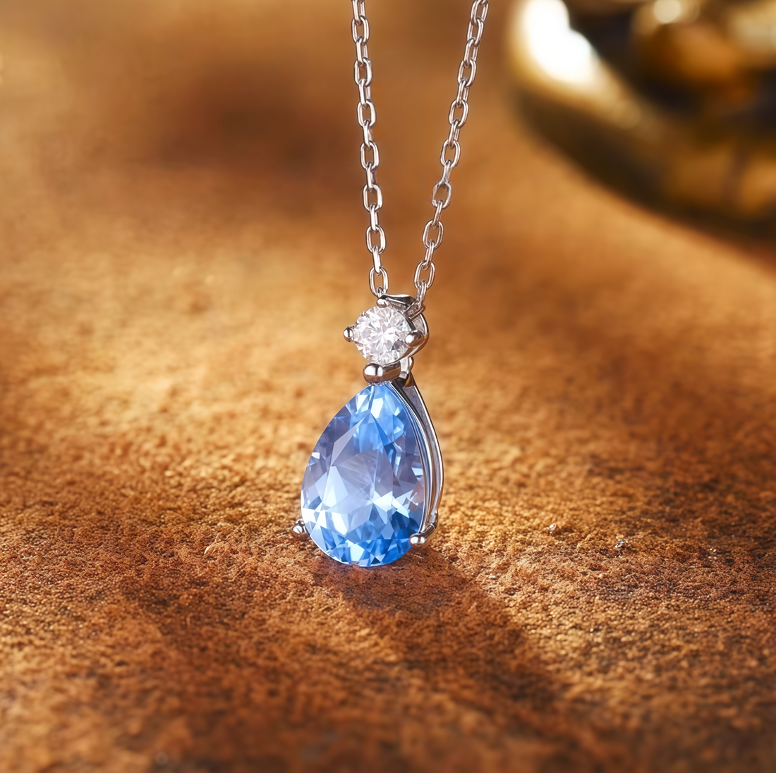 Sea Crystal Tear Pear Pendant Necklace