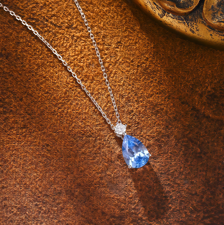 Sea Crystal Tear Pear Pendant Necklace