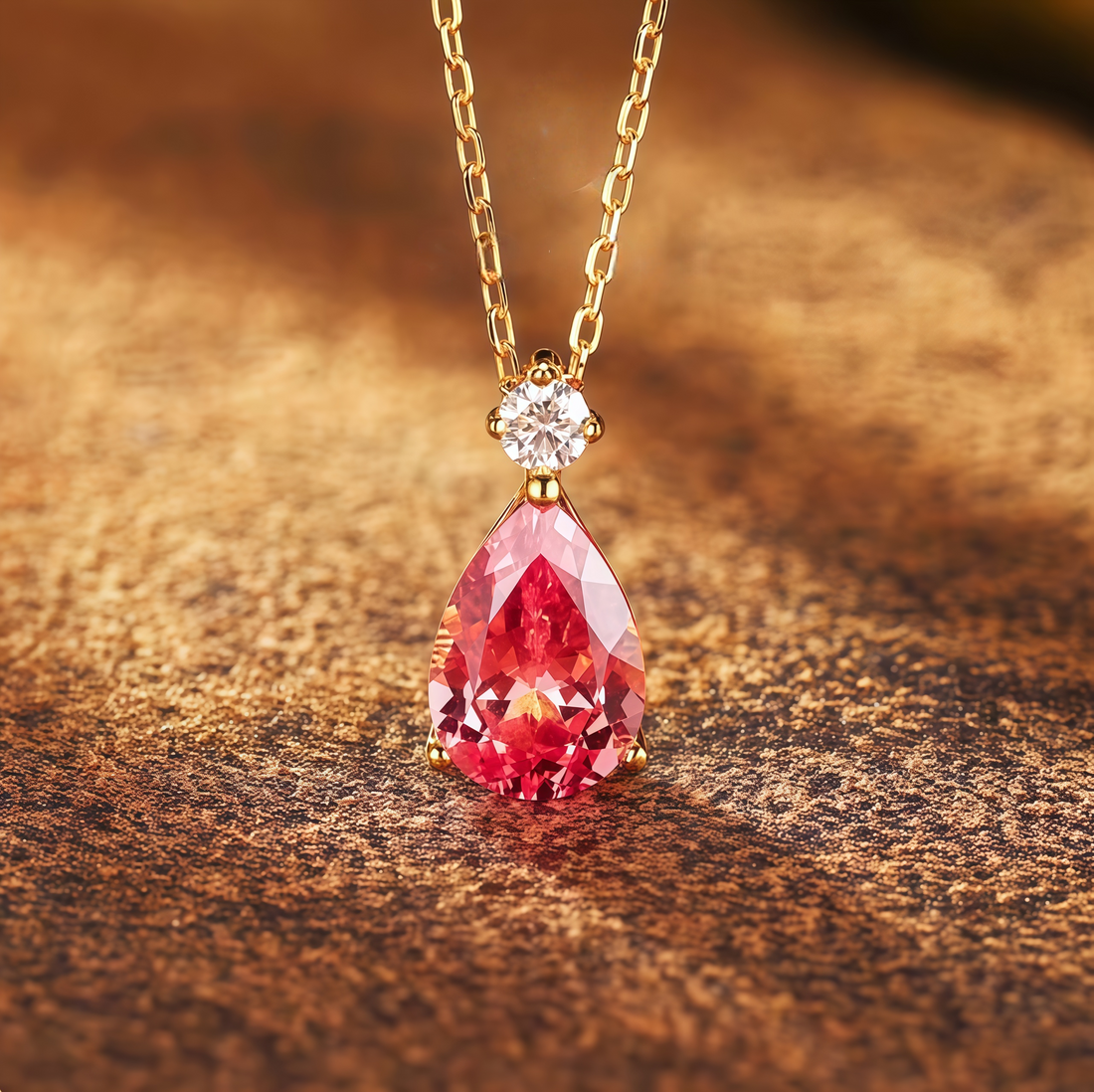 Padparadscha Pink Luxurious Halo Pendant