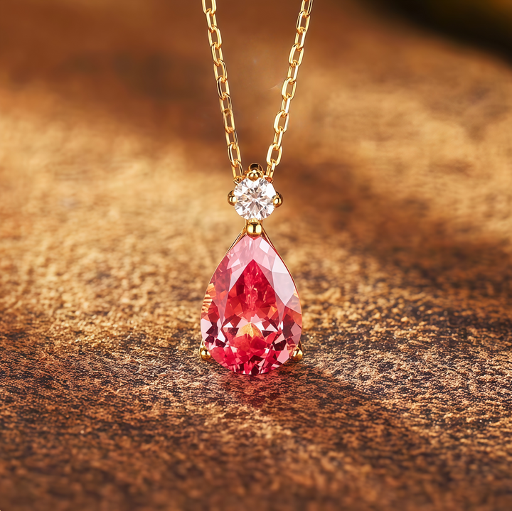 Padparadscha Pink Luxurious Halo Pendant
