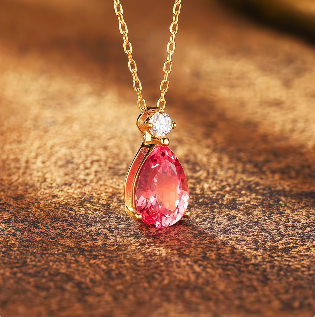 Padparadscha Pink Luxurious Halo Pendant