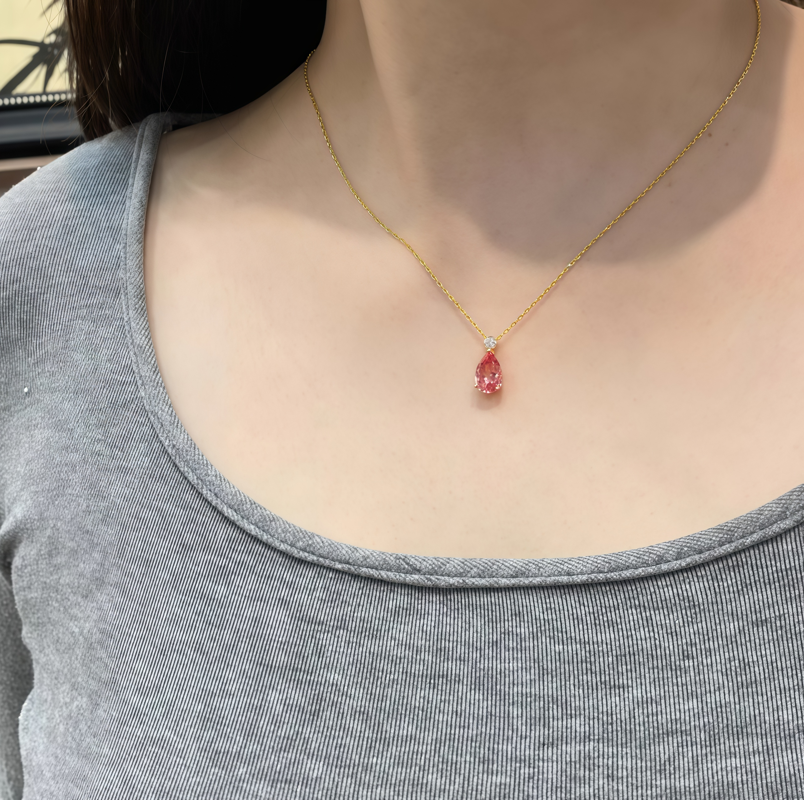 Padparadscha Pink Luxurious Halo Pendant