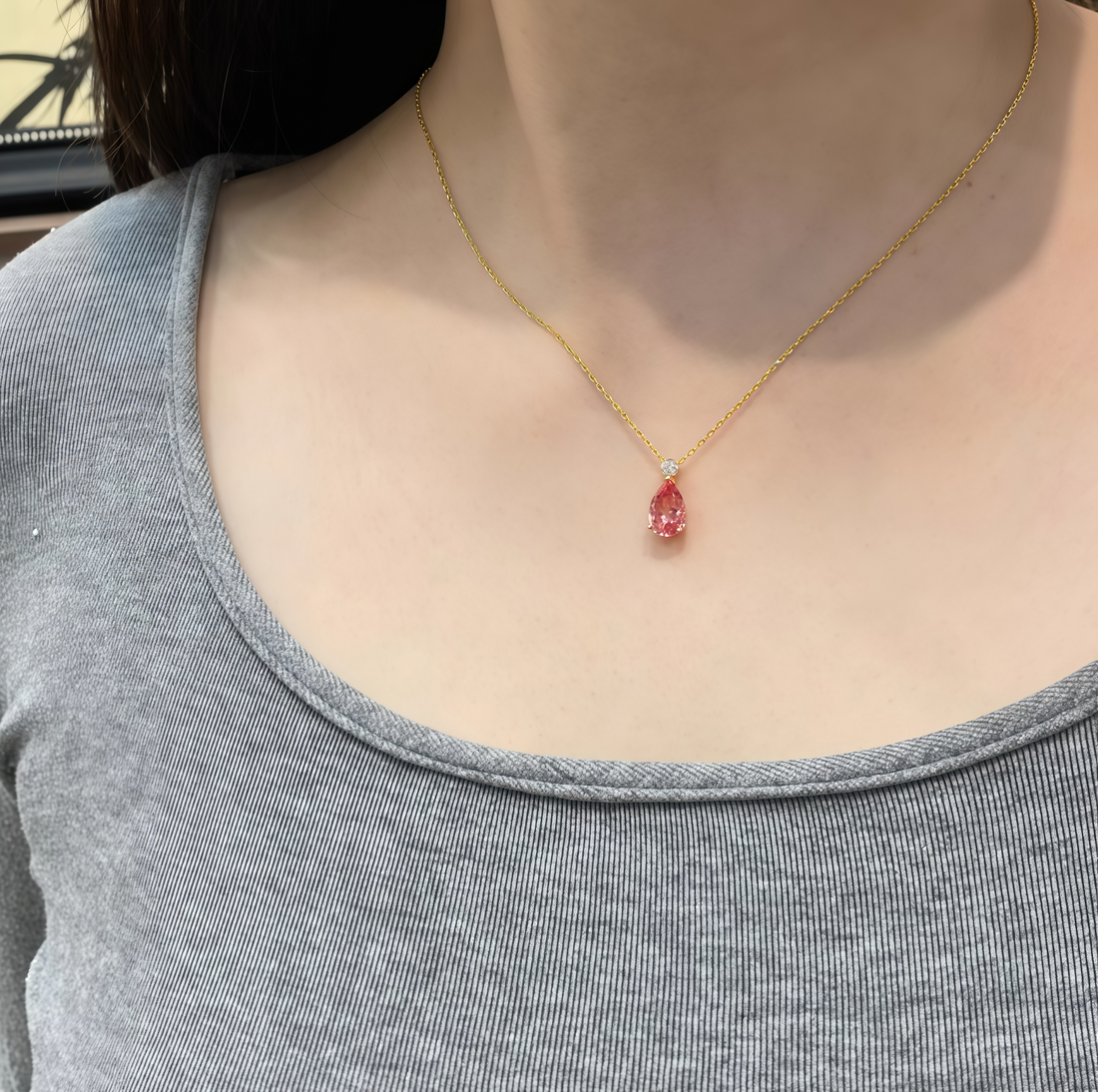 Padparadscha Pink Luxurious Halo Pendant