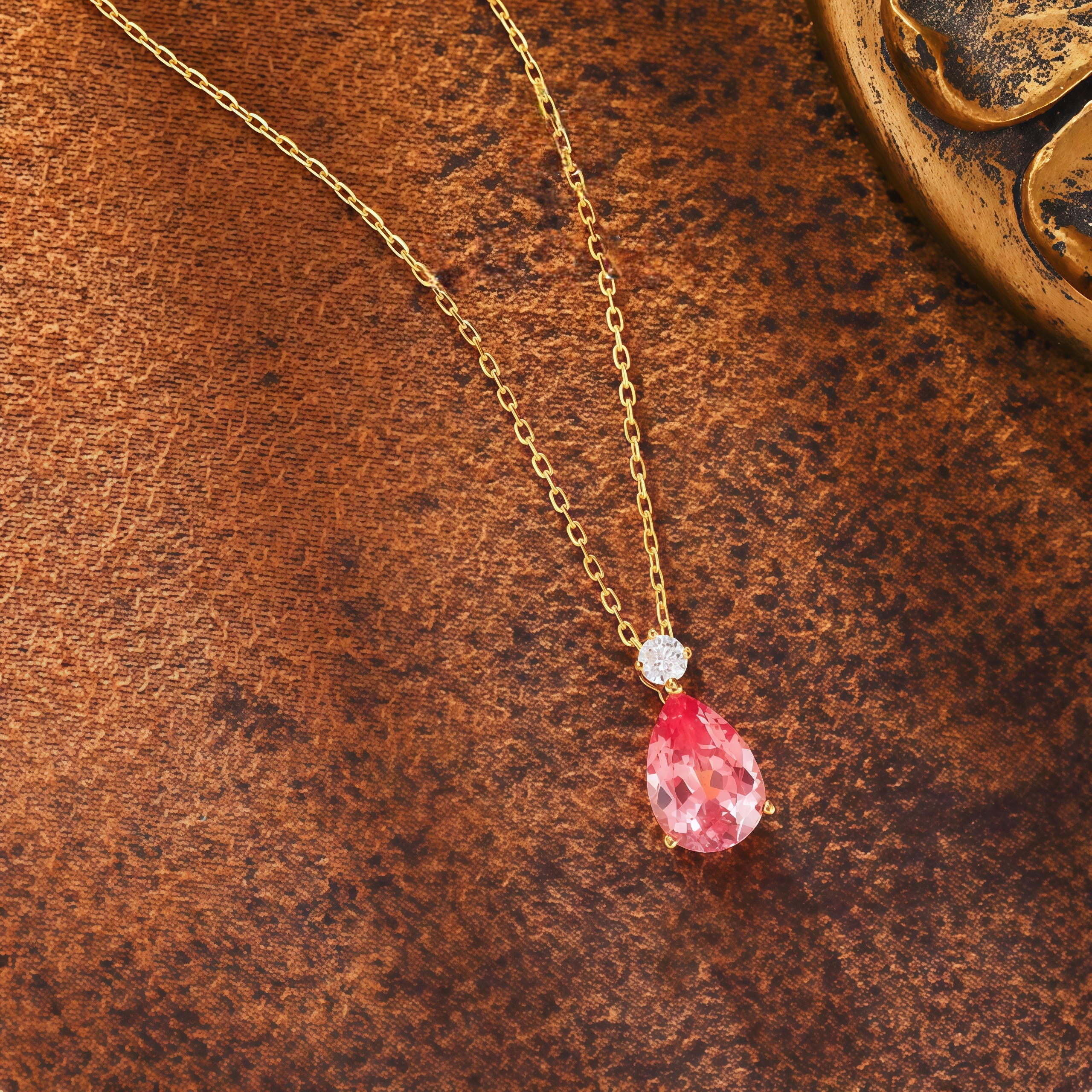 Padparadscha Pink Luxurious Halo Pendant